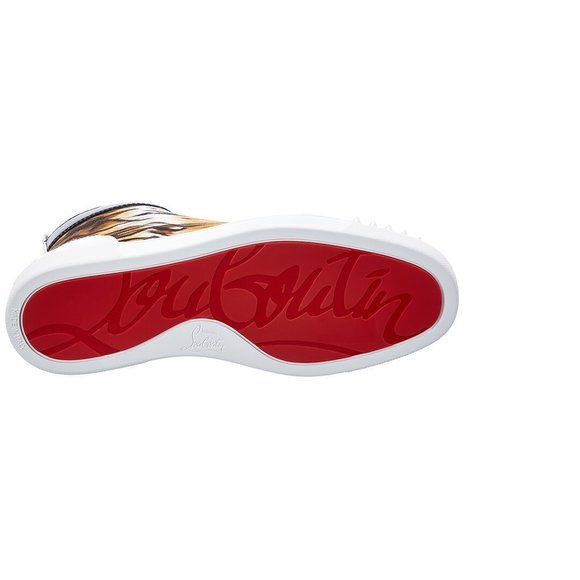 Christian Louboutin Lou Spikes Canvas & Leather Sneaker - Picture 4 of 5